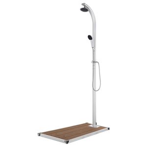 vidaXL Chuveiro de jardim c/ base castanha 220 cm alum&iacute;nio