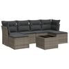 vidaXL 7 pcs conjunto sof&aacute;s p/ jardim c/ almofad&otilde;es vime PE cinzento