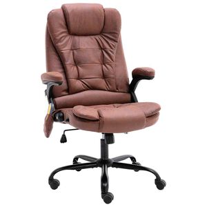vidaXL Cadeira massagens p/ escrit&oacute;rio couro artificial castanho-claro