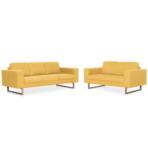 vidaXL 2 pcs conjunto de sofás tecido amarelo