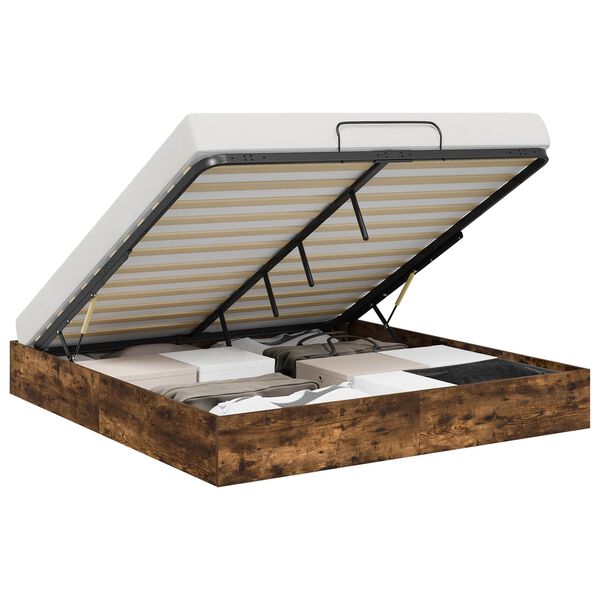 vidaXL Estrutura de Cama Ottoman Carvalho Fumado 203 x 160 x 25 cm