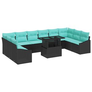 vidaXL Conjunto de Sof&aacute;s 11 unid. 10-N&uacute;mero de lugares Preto e Azul