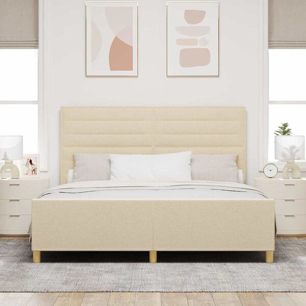 vidaXL Estrutura da Cama com cabeceira Creme 180 x 200 cm tecido