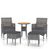 vidaXL 5 pcs conjunto lounge para jardim vime PE cinzento