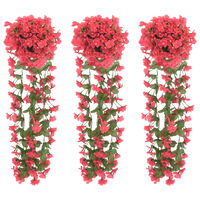 vidaXL Grinaldas de flores artificiais 3 pcs 85 cm rosa