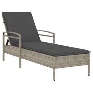 vidaXL Espreguiçadeira com almofadão 63x200x81 cm vime PE cinza-claro