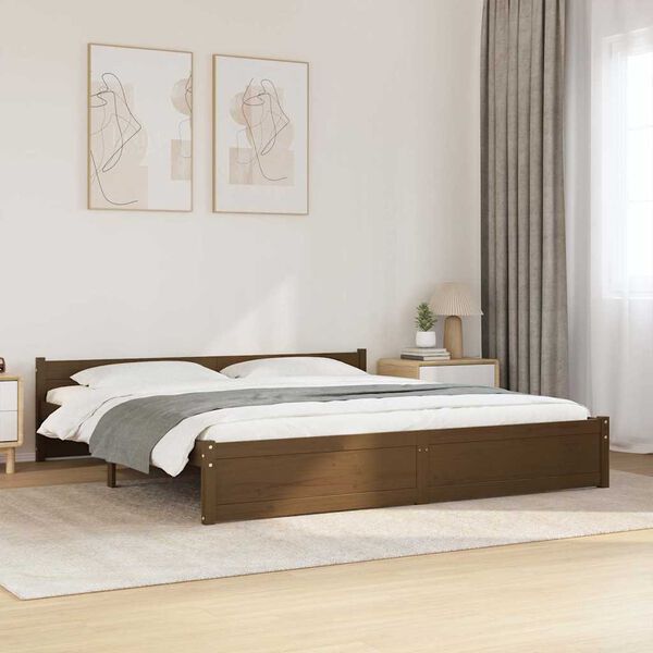 vidaXL Estrutura de cama 200x200 cm madeira maci&ccedil;a castanho mel