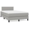 vidaXL Cama box spring c/ colch&atilde;o e LED 120x190 cm tecido cinza-claro