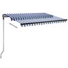 vidaXL Toldo autom&aacute;tico LED e sensor de vento 300x250 cm azul e branco