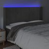 vidaXL Cabeceira de cama c/ LED veludo 183x16x118/128 cm cinza-escuro