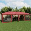 vidaXL Tenda p/ festas c/ 12 paredes laterais malha 8x4m PEAD vermelho