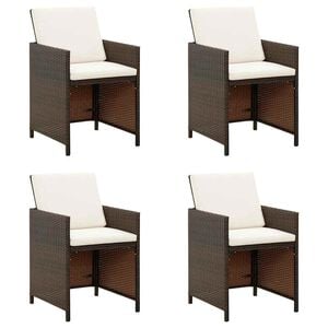 vidaXL Cadeiras de jardim 4 pcs com almofad&otilde;es vime PE castanho