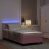 vidaXL Cama Box Spring LED com colch&atilde;o Rosa 100 x 200 cm Veludo
