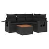 vidaXL 5 pcs conjunto sof&aacute;s de jardim com almofad&otilde;es vime PE preto