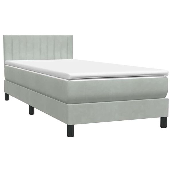 vidaXL Cama com molas/colch&atilde;o Cinza Claro 90x210 cm veludo