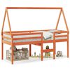 vidaXL Cama alta com telhado 75x190 cm pinho maci&ccedil;o castanho-mel