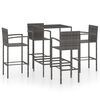 vidaXL 5 pcs conjunto de bar para jardim vime PE cinzento
