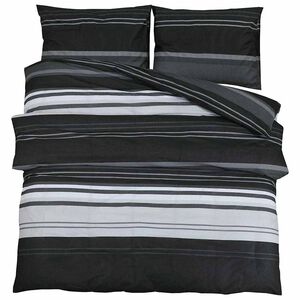 vidaXL 2 unid. 240 x 220 cm + 60 x 70 cm 100% Cotton Black Stripes