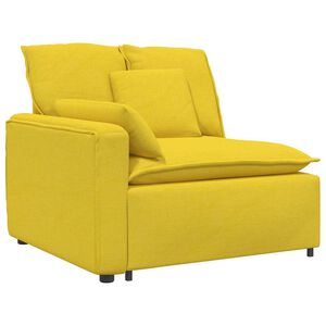 vidaXL M&oacute;dulo de extremidade de apoio de bra&ccedil;o para sof&aacute; modular com almofadas, amarelo claro, 100 cm
