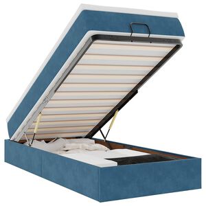 vidaXL Estrutura cama otomana colch&atilde;o 80x200 cm veludo azul escuro