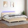vidaXL Cama box spring c/ colch&atilde;o e LED 160x200 cm tecido cor creme