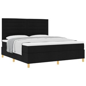 vidaXL Cama Box com colch&atilde;o com cabeceira Preto 180 x 200 cm tecido