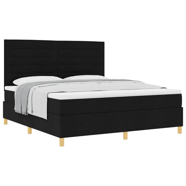 vidaXL Cama Box com colch&atilde;o com cabeceira Preto 180 x 200 cm tecido
