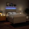 vidaXL Cama com molas/colch&atilde;o 160x200 cm tecido cor creme