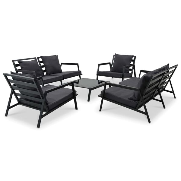vidaXL 5 pcs conjunto lounge jardim + almofadões alumínio cinza-escuro