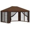 vidaXL Gazebo de Jardim com Laterais 4 &times; 3 m Castanho Poli&eacute;ster e A&ccedil;o