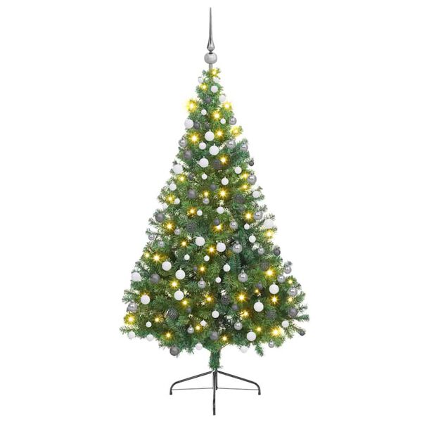 vidaXL &Aacute;rvore de Natal Artificial Pr&eacute;-iluminada Verde 180 cm PVC