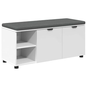 vidaXL Banco de Hall com almofada Liso Branco 100 x 38 x 46 cm