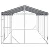vidaXL Canil de exterior com teto 3x9x2,5 m a&ccedil;o galvanizado prateado