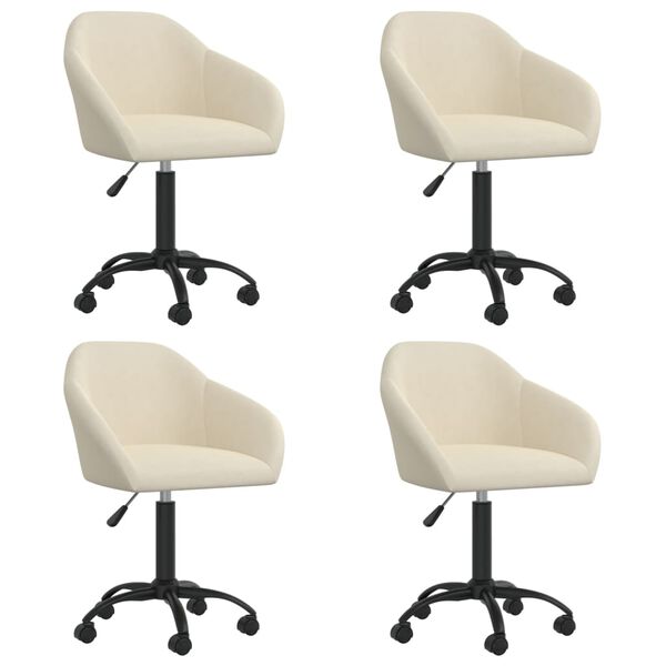 vidaXL Cadeiras de jantar girat&oacute;rias 4 pcs veludo cor creme