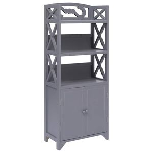 vidaXL Arm&aacute;rio de casa de banho 46x24x116cm madeira paulownia cinzento