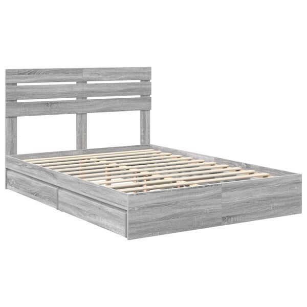 vidaXL Cama com Armazenamento com cabeceira Cinza Sonoma 160 x 200 cm