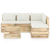 vidaXL 6 pcs conj. lounge jardim c/ almofad&otilde;es madeira impreg. verde