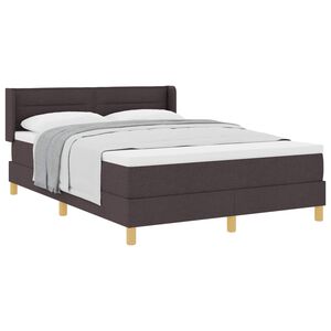 vidaXL Cama Box com colch&atilde;o Marrom Escuro 190 x 140 cm Poli&eacute;ster