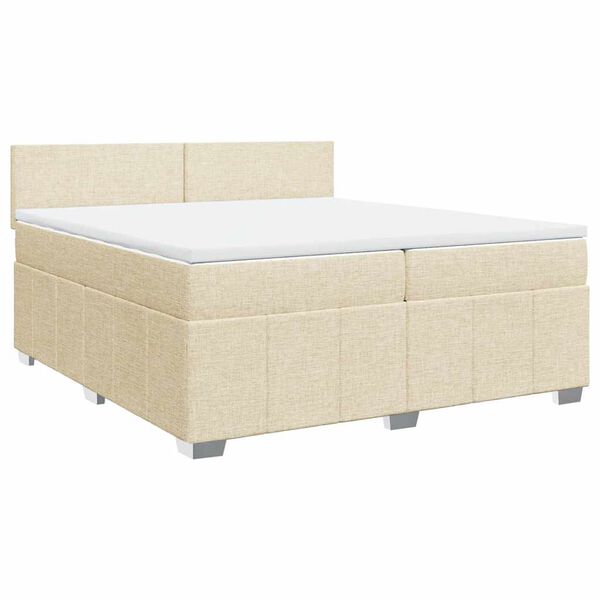 vidaXL Cama com molas/colch&atilde;o 200x200 cm tecido cor creme