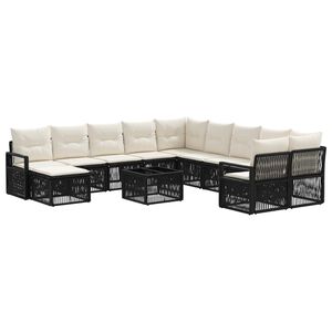 vidaXL Conjunto de Sof&aacute; de Jardim 12 pcs Preto vime PE