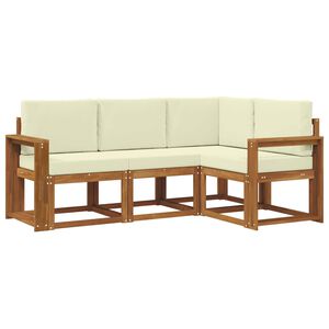 vidaXL Conjunto de Sof&aacute;s para Exterior 4 pcs Natural e Creme