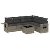 vidaXL 7 pcs conjunto sof&aacute;s p/ jardim c/ almofad&otilde;es vime PE cinzento
