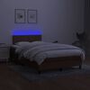 vidaXL Cama box spring c/ colch&atilde;o/LED 120x200cm tecido castanho-escuro