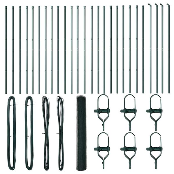 vidaXL Poste de Cerca Verde 50 x 1 m (malha de 13 mm) A&ccedil;o e PVC