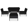 vidaXL 6 pcs conjunto lounge de jardim c/ almofad&otilde;es vime PE preto