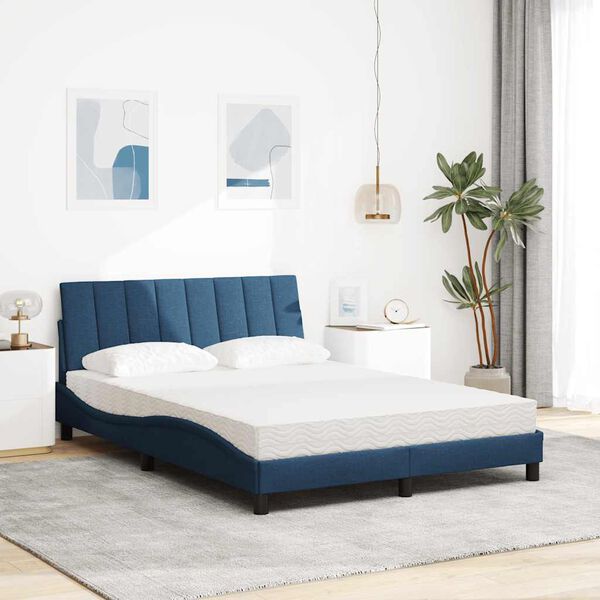 vidaXL Cama com colch&atilde;o Hanko 140x190 cm tecido azul
