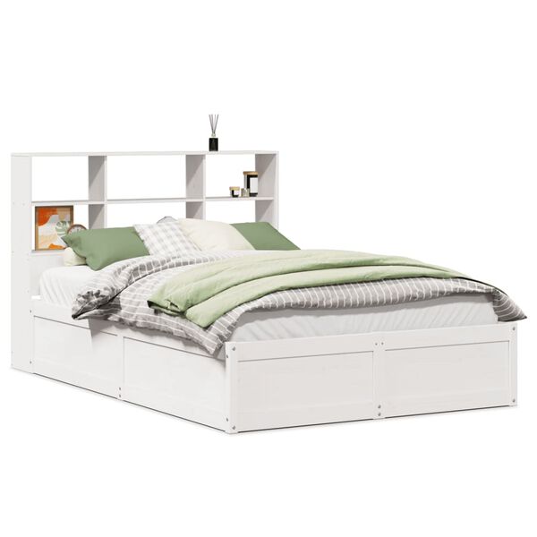 vidaXL Cama sem colch&atilde;o 140x200 cm madeira de pinho maci&ccedil;a branco