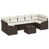 vidaXL Conjunto de Sof&aacute;s 8 unid. Marrom e Creme vime PE