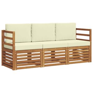 vidaXL Conjuntos de sof&aacute;s com almofada 3 pcs Natural e Creme