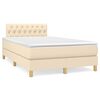 vidaXL Cama box spring c/ colch&atilde;o e LED 120x190 cm tecido cor creme
